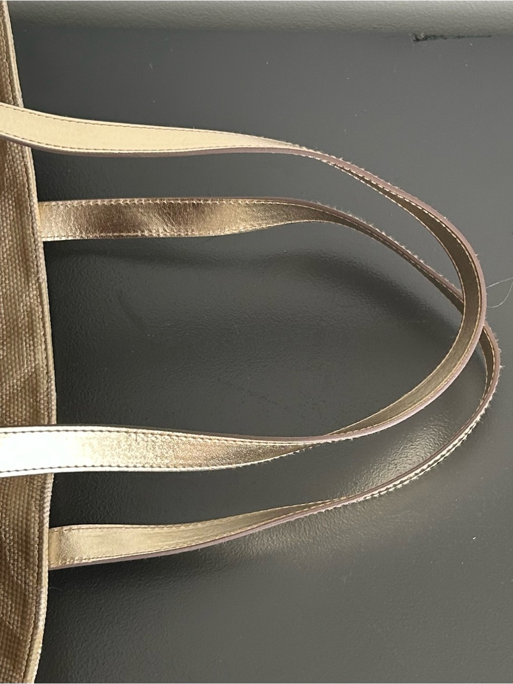 Michael Kors Metallic Gold Zebra Print Tote Shoulder Bag Large Purse - Picture 11 of 12